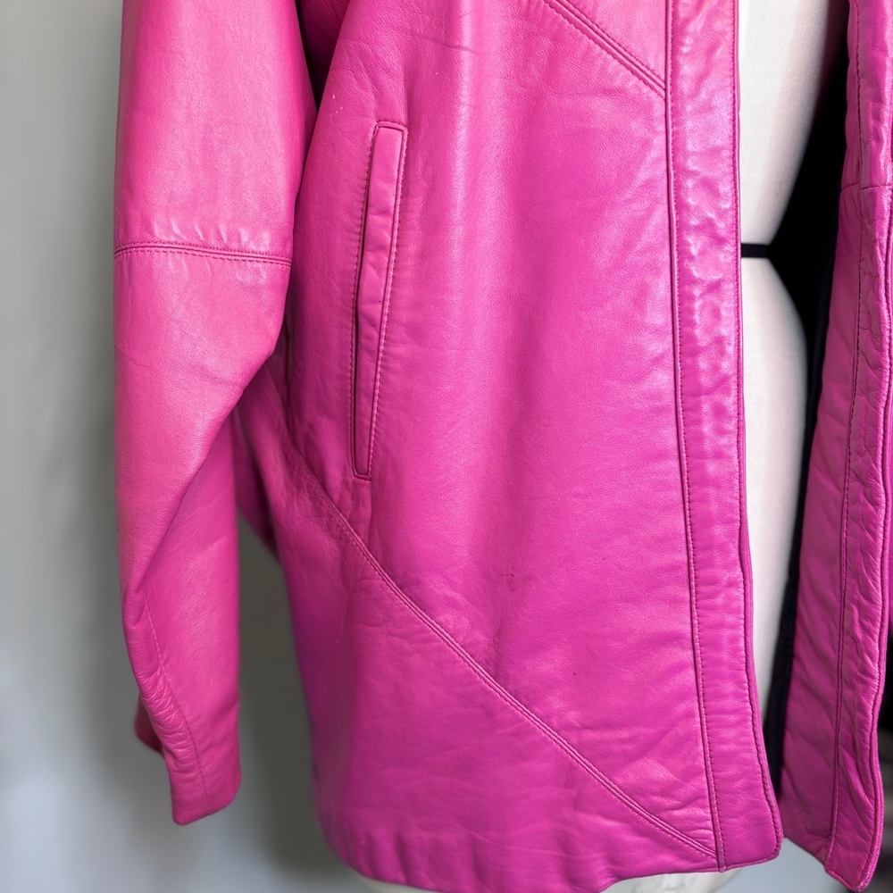 Vintage 80’s Bernardo Pieles‎ Pink Genuine Leather Jacket - Picture 4 of 13